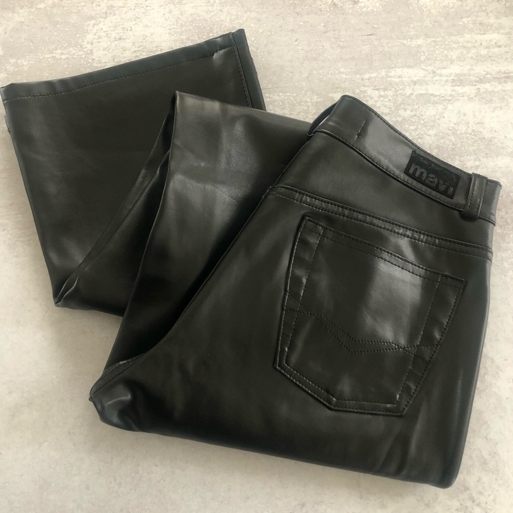 NWOT MAVI Molly Black Vegan Leather Pants 28